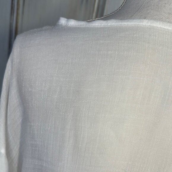 Elegant White Women's Layering Top with Voluminous Juliet sleeves - Picture 8 of 9